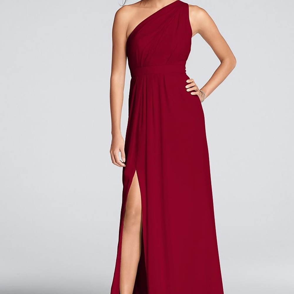 David’s bridal bridesmaids Apple red long dress